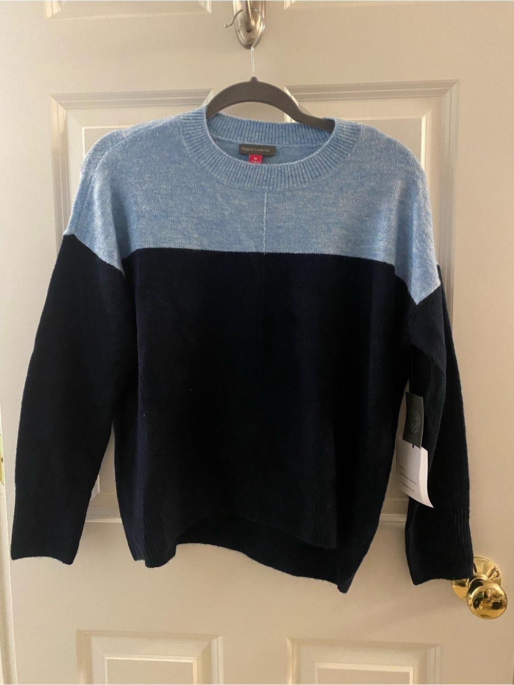 Vince Camuto navy and light blue sweater